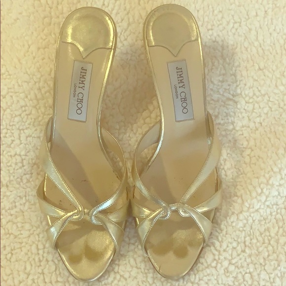 Jimmy Choo Shoes Gold Slides Poshmark